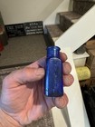 Poison Rare Unusual Smooth Sided Antique Embossed Square Cobalt Blue Bottle Nice