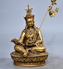 Old Tibetan Bronze Padmasambhava 8 3  Gem-inlaid Heavy Casting