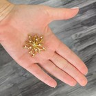 1ct Round Cut Simulated Diamond Flower Wedding Brooch Pin 14k Yellow Gold Plated