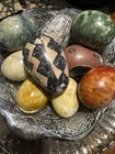 Vtg 1960s Italy Marble Onyx Alabaster Polished Stone Egg Eggs Natural Set Of 9