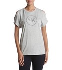 New  Michael Kors  size Large  Circle Mk Logo Cold-shoulder Top Tee Short Sleeve