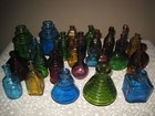 Vtg Lot 28 Mini Colored Glass Wheaton Taiwan Bottles Fish Bitters Violin Bell