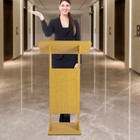47 7  Wood Conference Podium Pulpit Lectern Church Presentation Stand W  Wheel