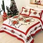 Cmfshape Christmas Bedspread Queen Size red 92 x96   Red beige 