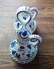 Deruta Italy Oil And Vinegar Cruet Set Blue Rooster Chicken