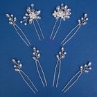 8 Pieces Wedding Hair Pins For Bridal Silver Rhinestone Wedding Hair 