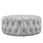 Modway Amour Button Tufted Round Velvet Ottoman In Light Gray Eei