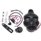 Black Motorcycle Led Skull Horn Cover For Harley Davidson Cowbell Horns  1992-20