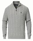 Nwt - Polo Ralph Lauren Men s 1 4 Zip Cable Knit Cotton Sweater  Gray - M - Xxl