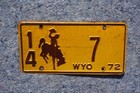 1972 Wyoming License Plate
