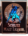 Schlitz Malt Liquor Bull Beer  Bar Mirror sign - 21  X 16  - Blue Chrome 1984