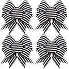 4 Pcs Black White Striped Bows  6 Inch Halloween Bows For Wreaths