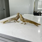 Vintage Brass Pheasant Figurines Pair Long Tail Birds Male Female
