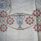 Stamped Cross-stitch Tablecloth Urns Flowers Unfinished 36x36  Make It Yours Vtg