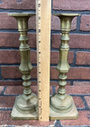 Antique 19th Century Or Earlier Pair Of Brass Candlesticks Candle Holders