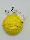 Vintage Holt Howard Cozy Kitten Cat String Twine Holder Yellow Yarn Pink Bowtie