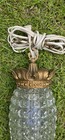 Vintage Pineapple Brass Mid Century Glass Light Fixture Swag Pendant Free Ship  
