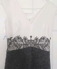 Tadashi Shoji Black White Evening Gown Women Bead    Lace Bodice