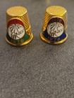 Set Of 12 High Polished Goldtone Shield State Thimbles