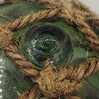 Vintage Green Glass Fishing Float 5  Unmarked Norwegian Japanese With Net