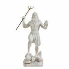 Poseidon Greek God Of The Sea  With Trident Statue Figurine Alabaster 9 05 