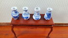 Dollhouse Vases Ceramic Blue   White Set Of 4 1 12 Scale Miniature Accessories