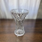 Clear Cut Crystal Vase Starburst Pattern 6 25    Tall Heavy Glass 1lb 9oz