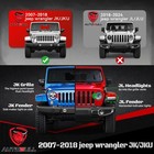 Rear Bumper Wrangler Jk Jku 2007-2018 Off-road Led Hitch D-rings Textured