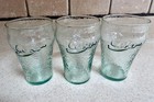  3  Coca Cola Green Glass Tumblers 4    Embossed Logo Vintage Style
