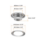 20set Grommets Eyelets Kit 12mm Copper Metal Eyelets With Washers Silver Tone