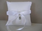 Two Trails Become One Road  Country And Western Wedding  White Ring Pillow