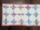 35 5 x 11 5  Table Runner Hm W up-cycled Vtg usa Patchwork Quilt W  pinwheels 
