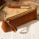 Pen Pouch Pencil Bag Faux Leather Pencil Holder Small Portable Zipper Pen Case