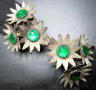 Beautiful Green Rhinestone Flower Art Deco Belt Buckle
