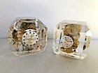Two Vintage Mid Century Modern Lucite Watches Parts Paperweights