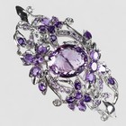 Vivid Violet Amethyst 925 Sterling Silver White Gold Plated Handmade Hair Clip