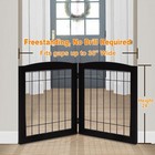 2-panel Freestanding Foldable Wood Dog Gate     Solid Wood   Steel Wire  Chew-r   