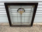 Antique 1920 s Chicago Bungalow Style Stained Leaded Glass Window 34 x32 