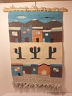 Wool Tapestry Wall Hanging Hand Woven Vtg Southwestern Pueblo 24 x15  Nn2322
