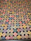 Antique Hand Sewn Yo-yo Quilt Top 86x100 Large Vintage Depression Era Fabric