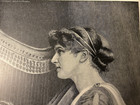 Vintage 1895 Antique Print Lady With A Harp Photogravure Original C  A  Powell