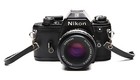 Nikon Em Slr Film Camera   Bag  3 Lenses  2x-teleconverter pistol Grip   Manual