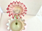 Antique Victorian Epergne Single Trumpet Vase Opalescent Cranberry Ruffle Green