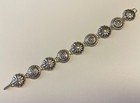 Vintage Concho Link Bracelet 8  Silver Tone Native American Southwestern Design