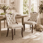 Velvet Dining Chair Set Of 2 Tufted Accent Side Chairs W  Wood Legs   Nails