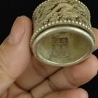 Chinese Old Tibetan Silver Carved Dragon Phoenix Rotate Finger Ring 1113