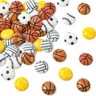 60pcs Basketball Football Resin Cabochon Round Flatback Charm Decor For Crafting