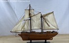 Heritage Mint Wooden Model Sailing Ship Schooner 2-mast Fabric Sails Vintage