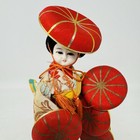 Vintage Geisha Silk Kimono   Hat Doll Wooden Base Japan 10   