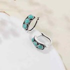 925 Sterling Silver Earrings Turquoise Earrings With Pierced Ears Round Jewelry